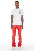 Ricky Red Super Stacked Faux Leather Pant