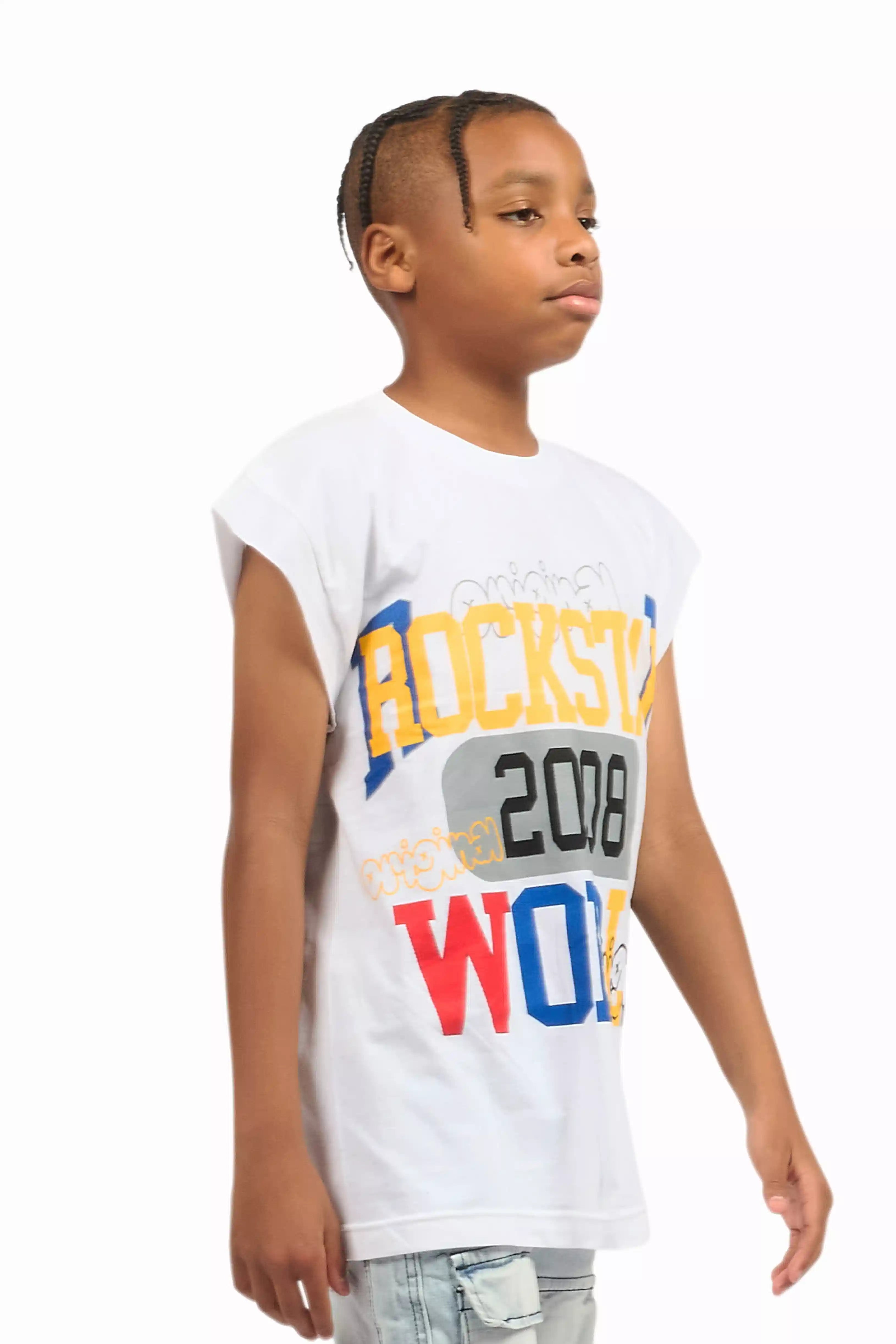 Boys Daria White/Multi Graphic Muscle T-Shirt