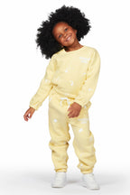 Girls Hadley Yellow Crop Top Pant Set