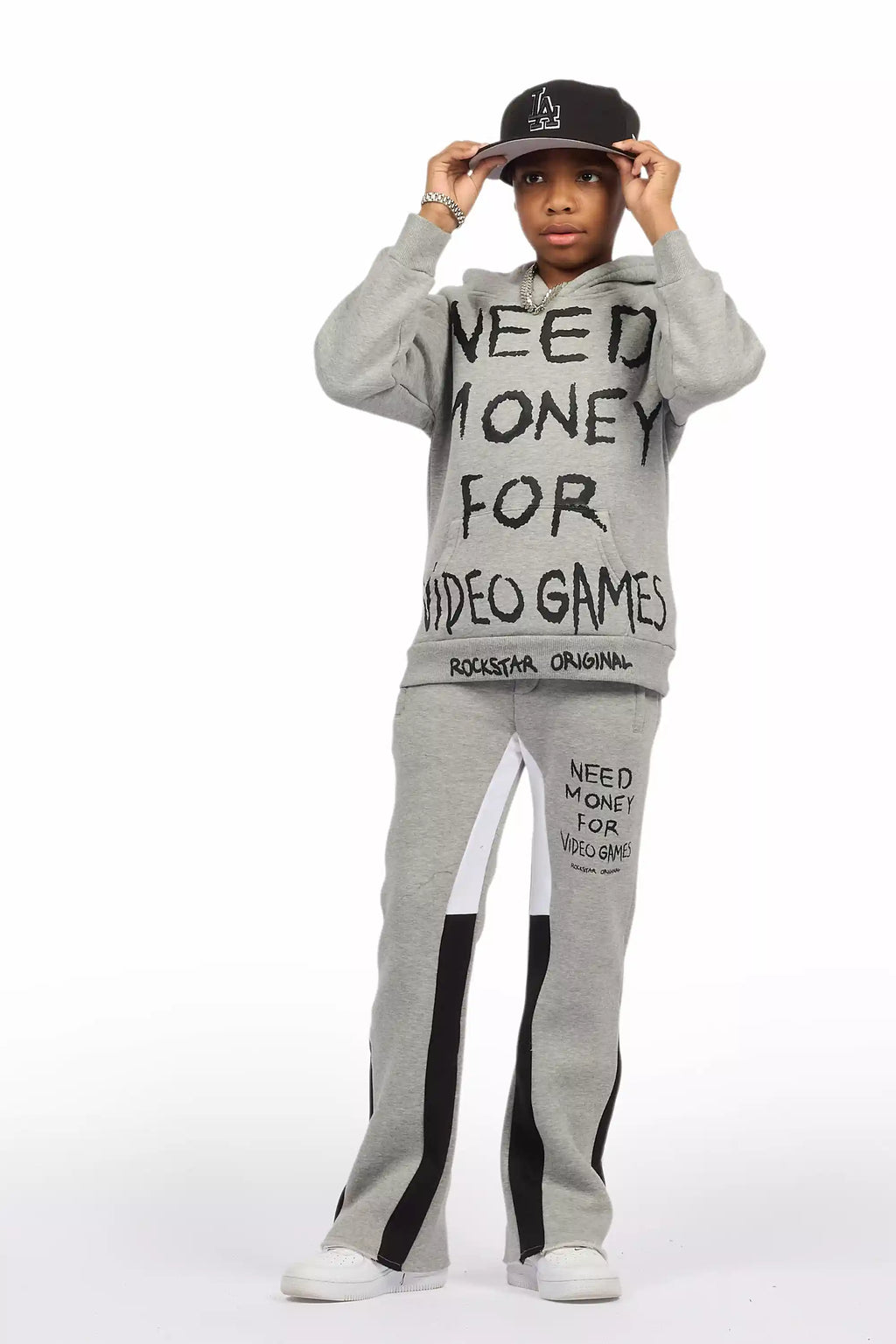 Boys M4 Video Games Grey/Black Stacked Flare Track Set