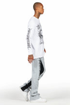 All Seeing Eyes White/Grey Long Sleeve T-Shirt/Baggy Pant Set