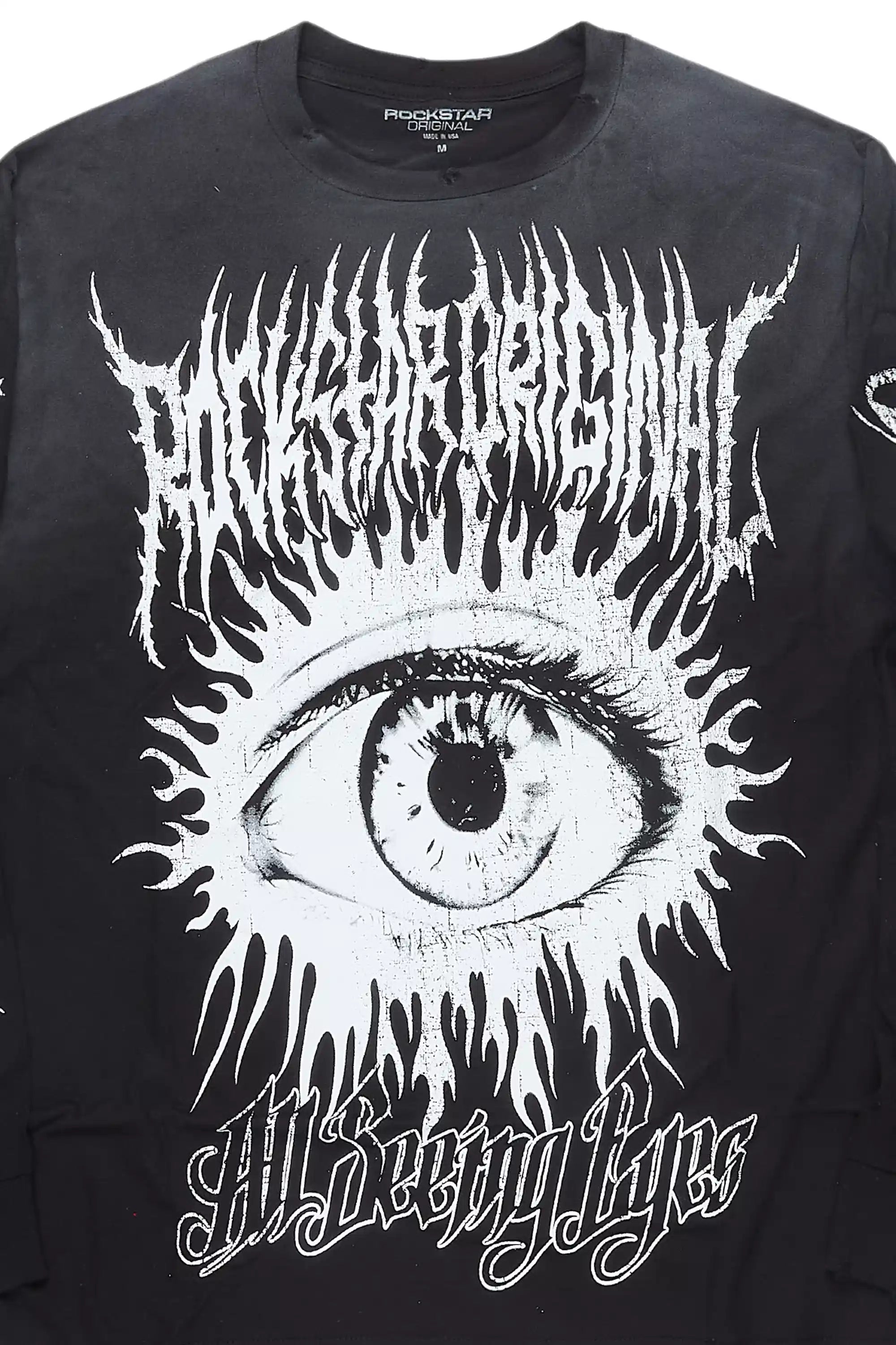 All Seeing Eyes Black Long Sleeve Graphic T-Shirt