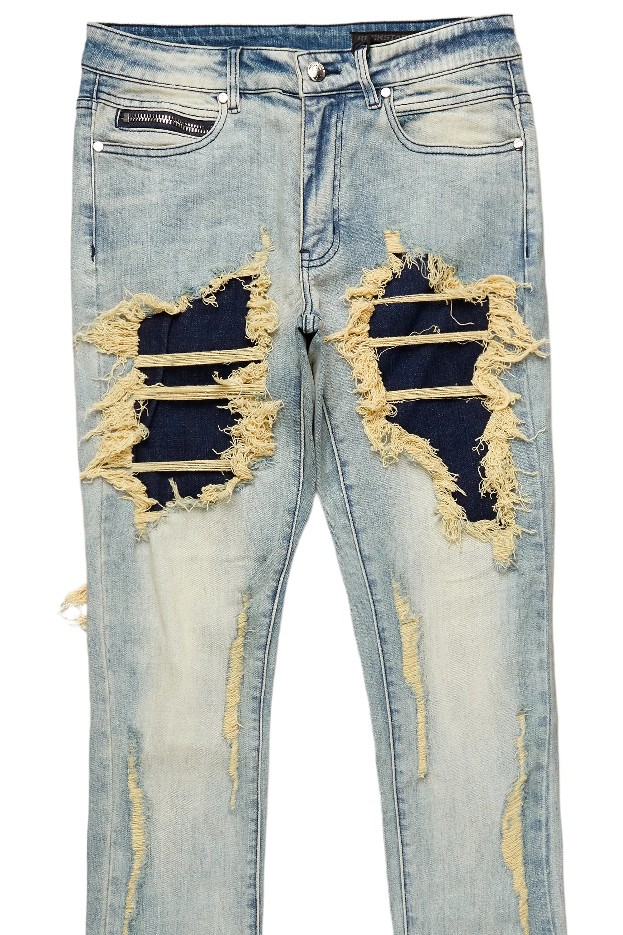 Fateh Light Blue Stacked Flare Jean