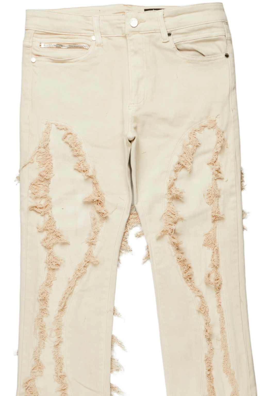 Tristan Beige Stacked Flare Jean