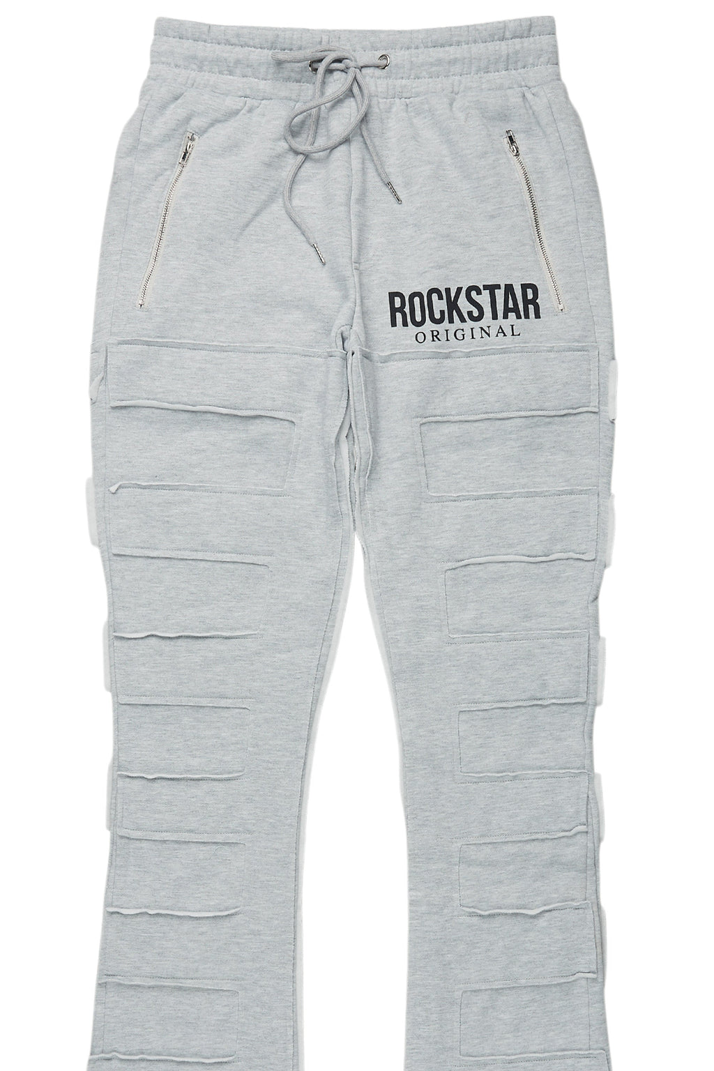 Emilio Heather Grey Stacked Flare Track Pant