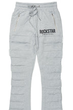 Emilio Heather Grey Stacked Flare Track Pant