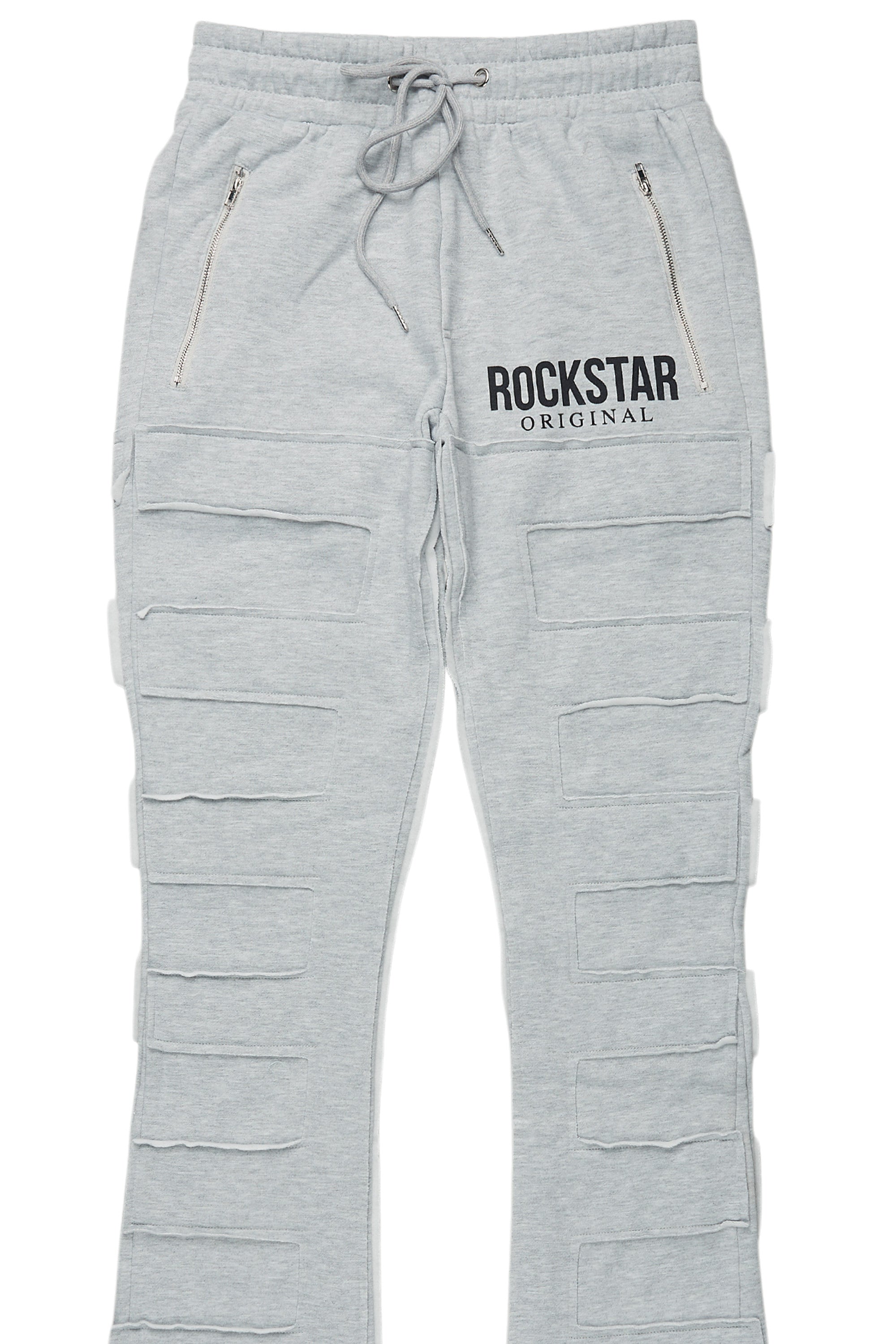 Emilio Heather Grey Stacked Flare Track Pant