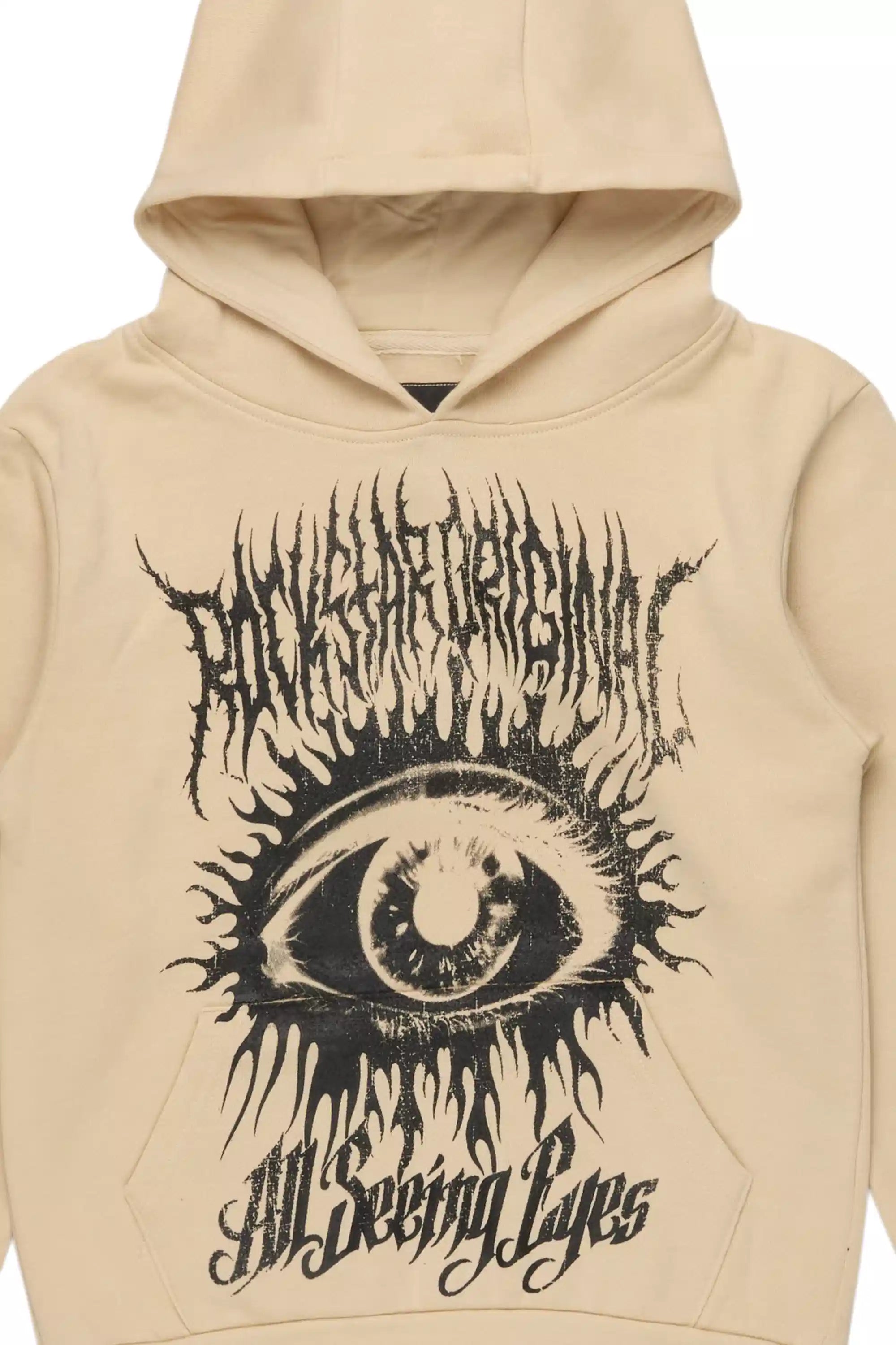 Boys All Seeing Eyes Beige/Black Graphic Hoodie