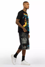 Balius Black T-Shirt/Denim Short Set