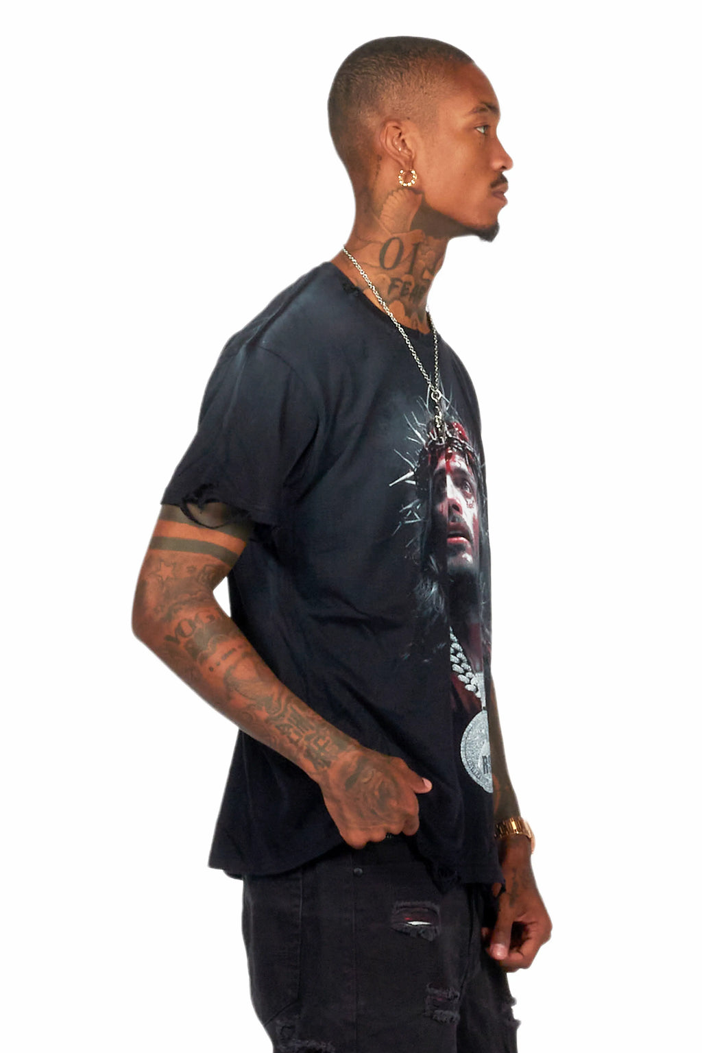 Amina Black Oversized Graphic T-Shirt