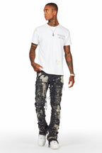 Laban Black Bleach Stacked Flare Jean