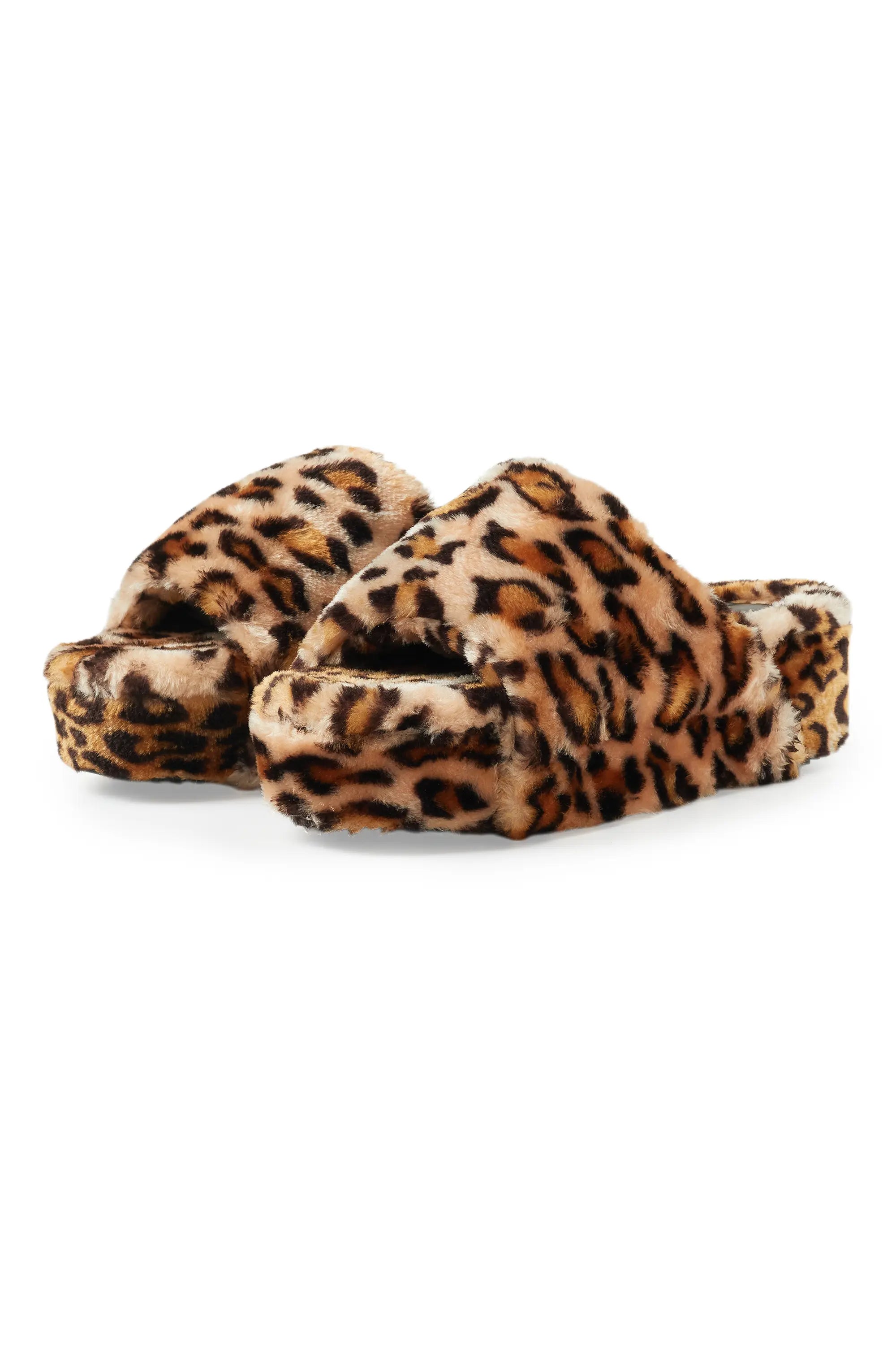 Antavia Cheetah Fur Slides