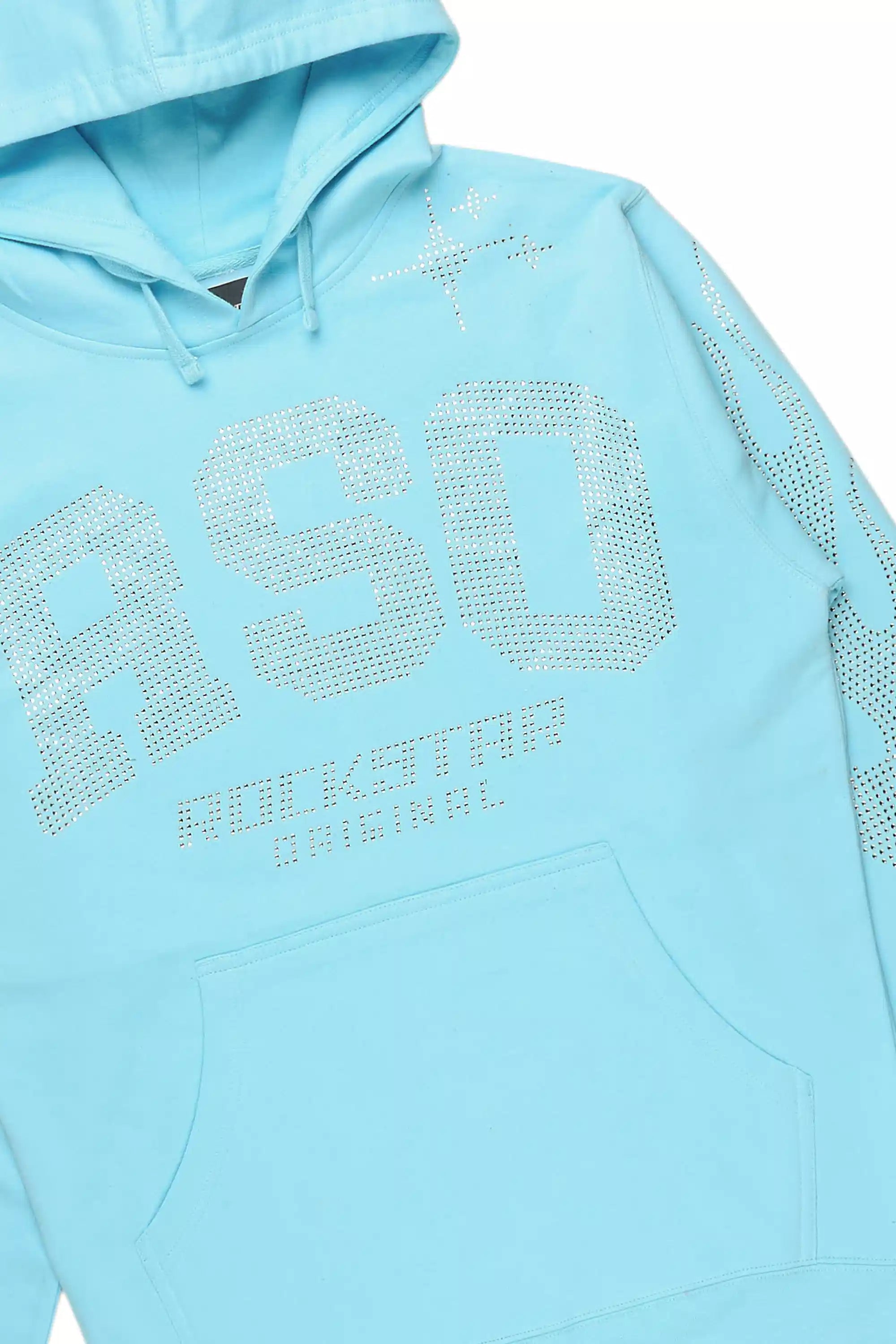 Merek Baby Blue/Silver Rhinestone Graphic Hoodie