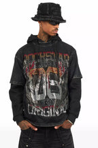 Veyene Black Graphic Rhinestone T-Shirt