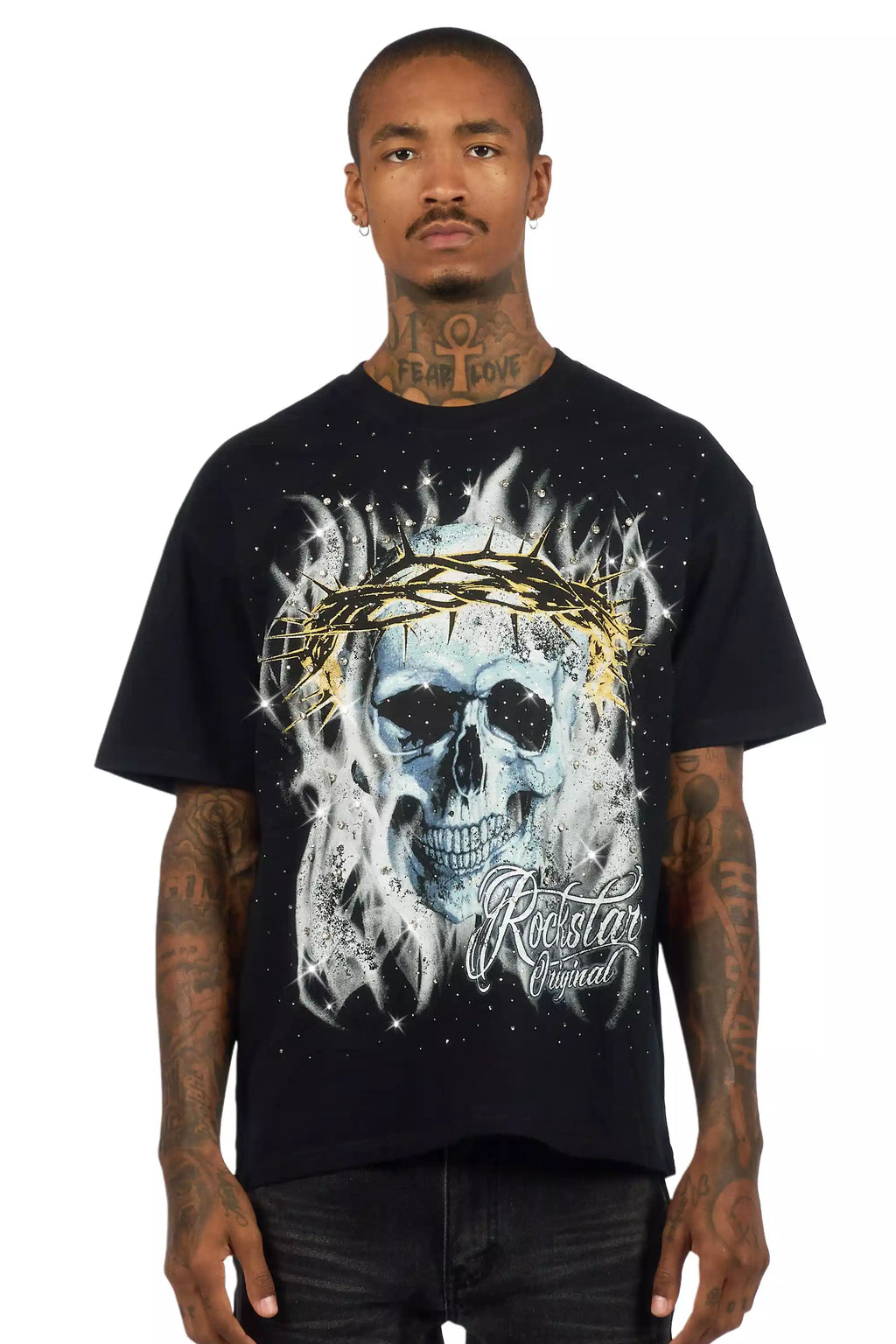 Blaise Black Graphic Rhinestone T-Shirt