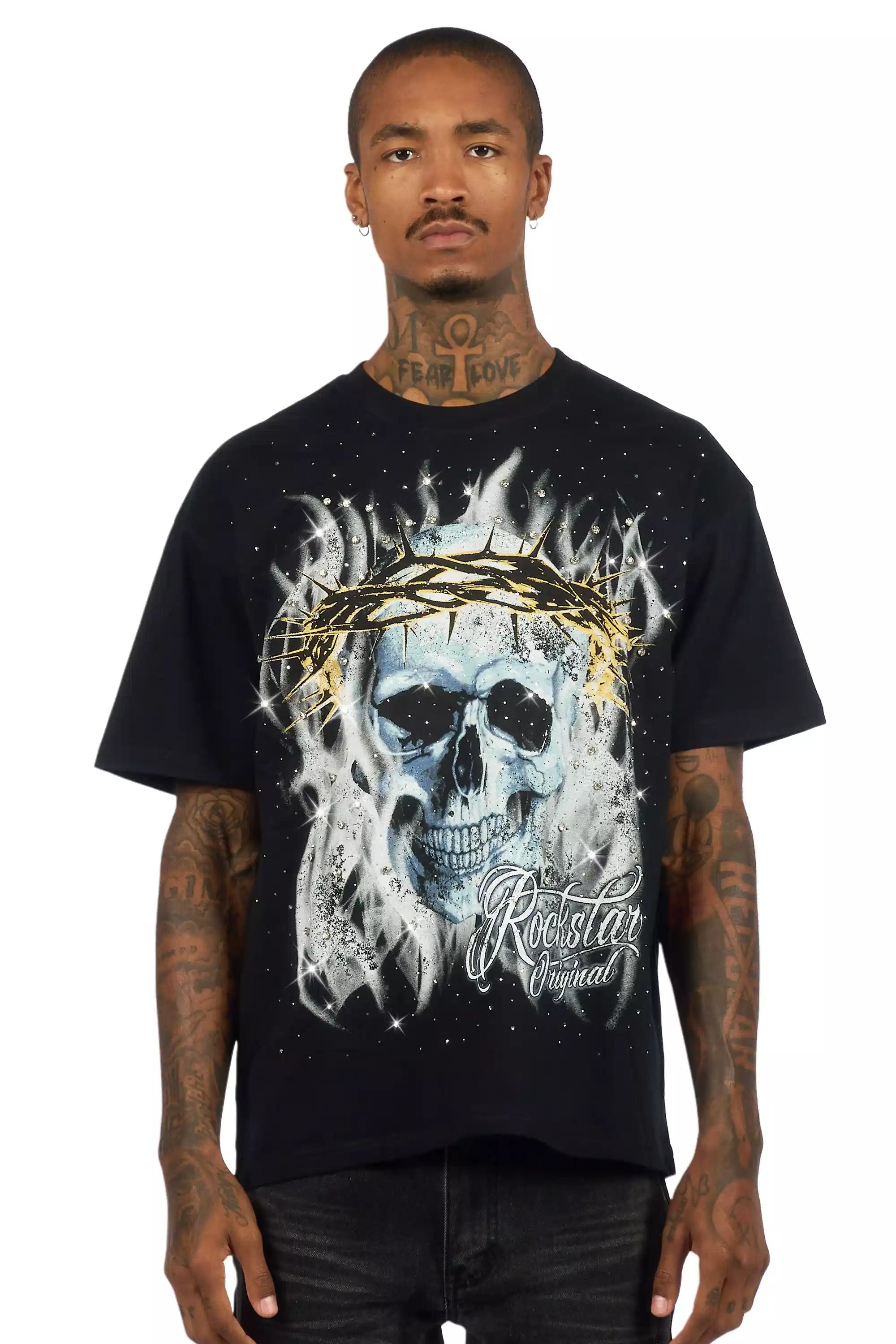 Blaise Black Graphic Rhinestone T-Shirt