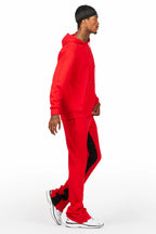 Basic Red Hoodie/Baggy Track Pant Set