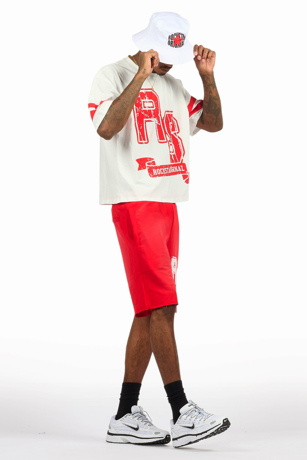 Alik White/Red Crop Boxy Tee Short Set