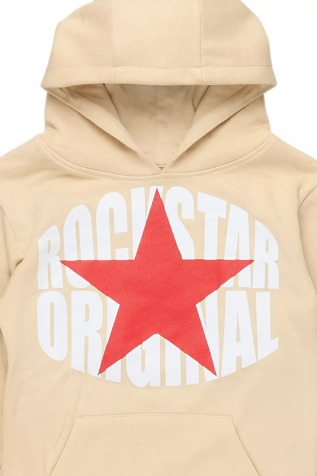 Boys Ezra Beige/Red Graphic Hoodie