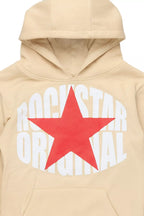 Boys Ezra Beige/Red Graphic Hoodie