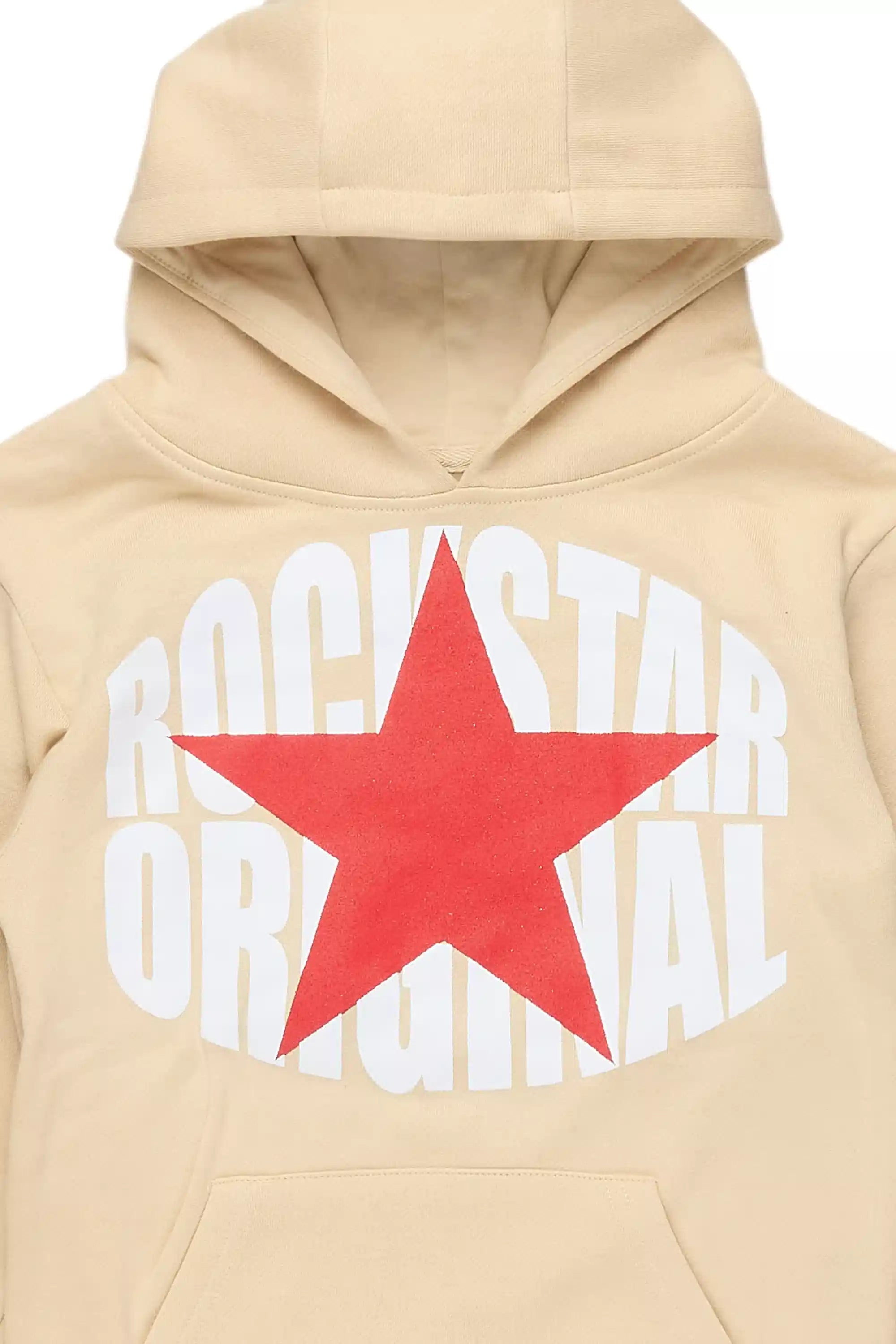 Boys Ezra Beige/Red Graphic Hoodie