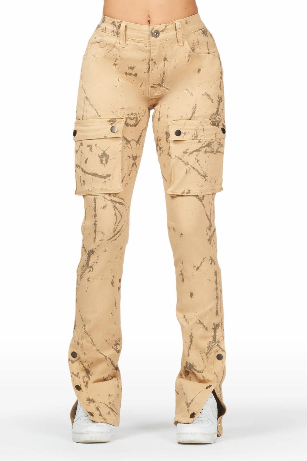 Shikira Tan Marble Stacked Flare Jean