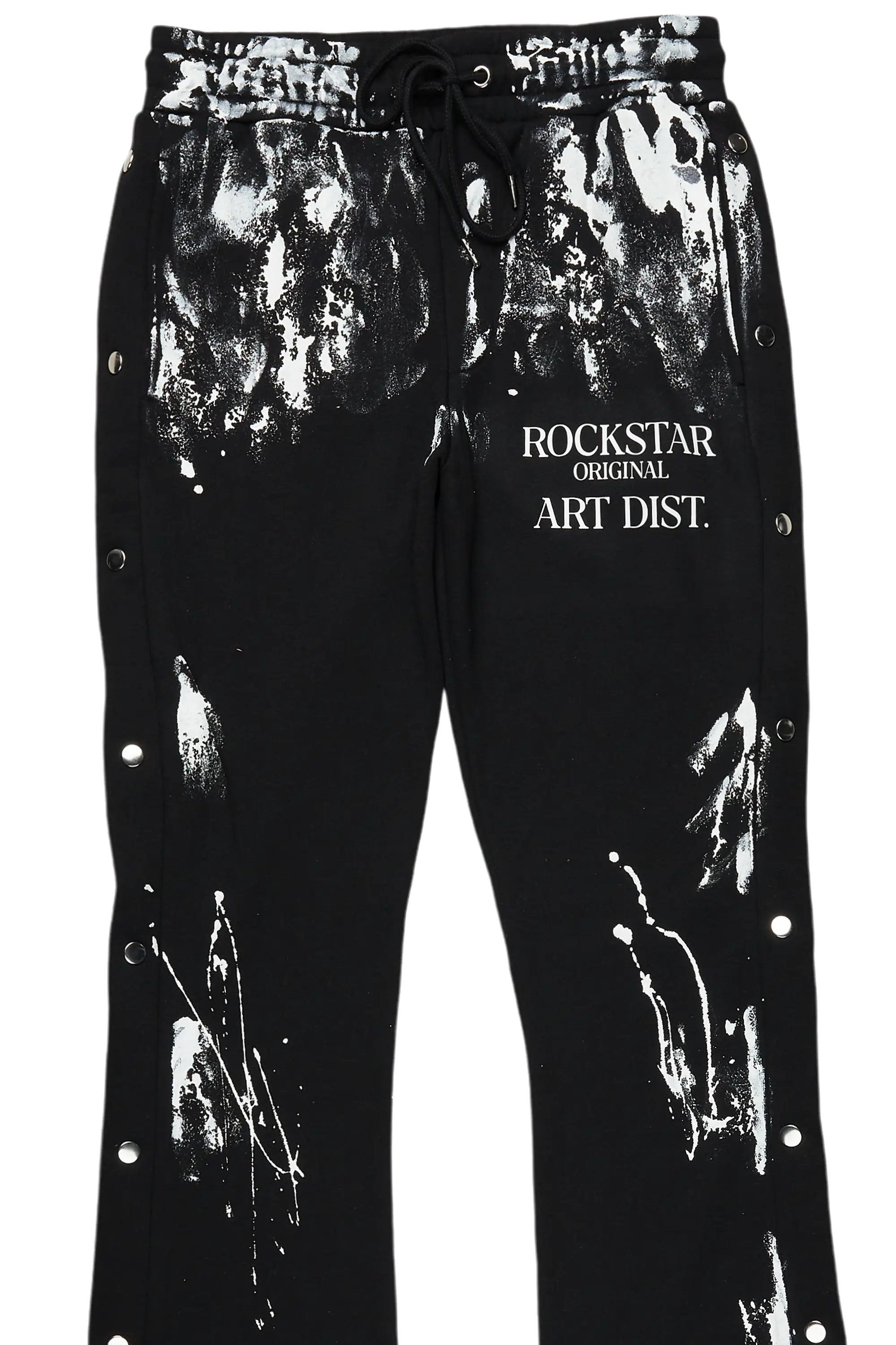 Filip Black Baggy Snap Button Pant