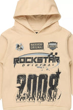 Boys Amos Beige/Black Graphic Hoodie