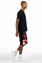 Akos Black/Red T-Shirt/Denim Short Set