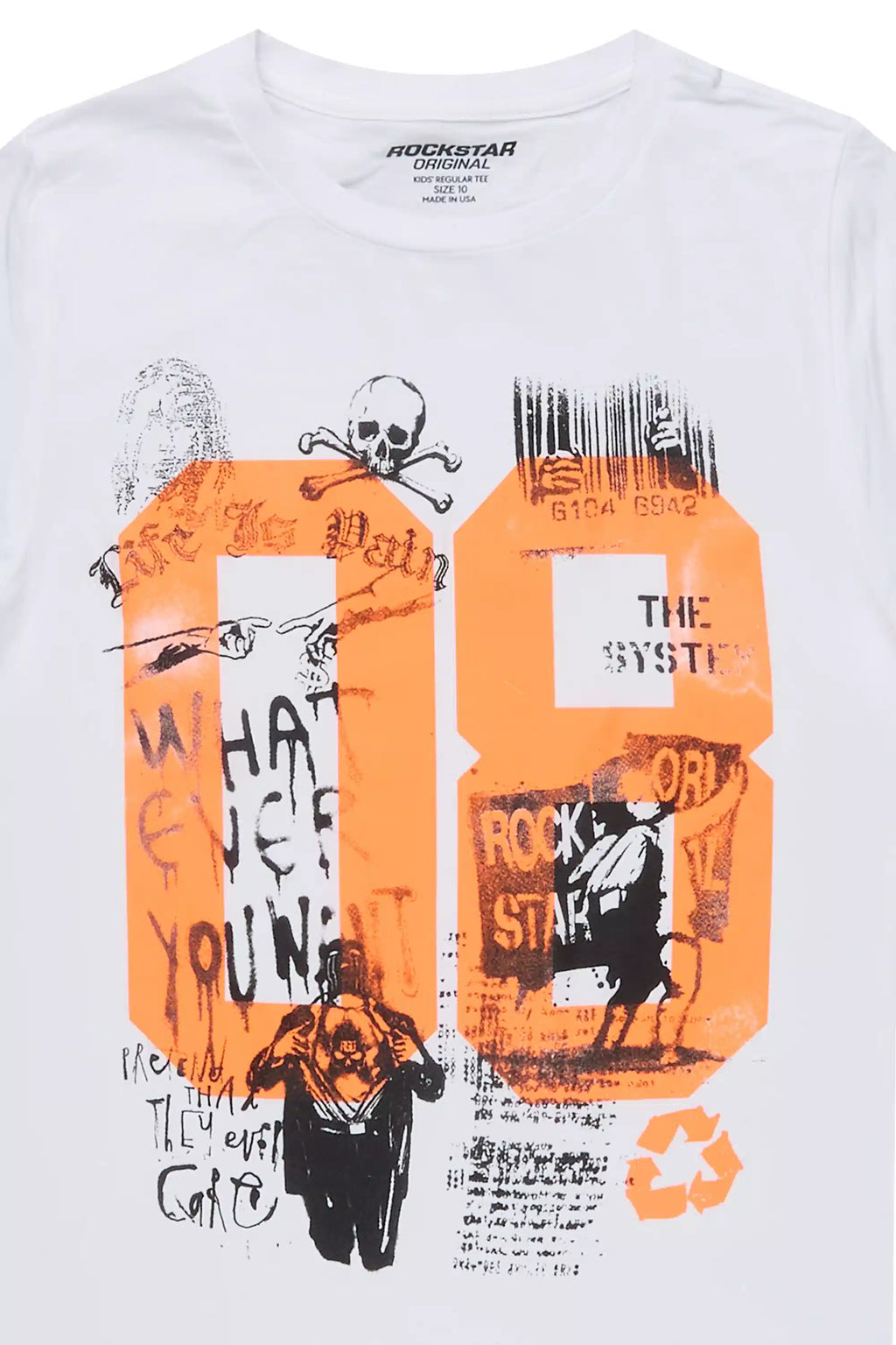 Boys Beau White/Orange Graphic T-Shirt