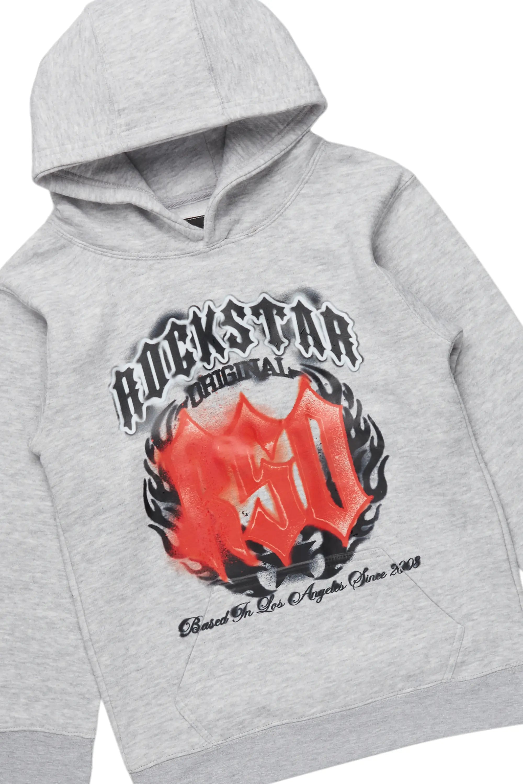 Boys Boaz Light Grey Hoodie/Stacked Flare Jean Set