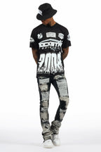 Amos Black T-Shirt/Stacked Flare Jean Bundle