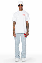 Andrew Heather Grey Patchwork Stacked Flare Pants