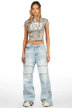 Myesha Light Wash Baggy Cargo Jean
