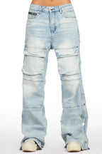 Myesha Light Wash Baggy Cargo Jean