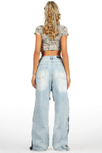 Myesha Light Wash Baggy Cargo Jean