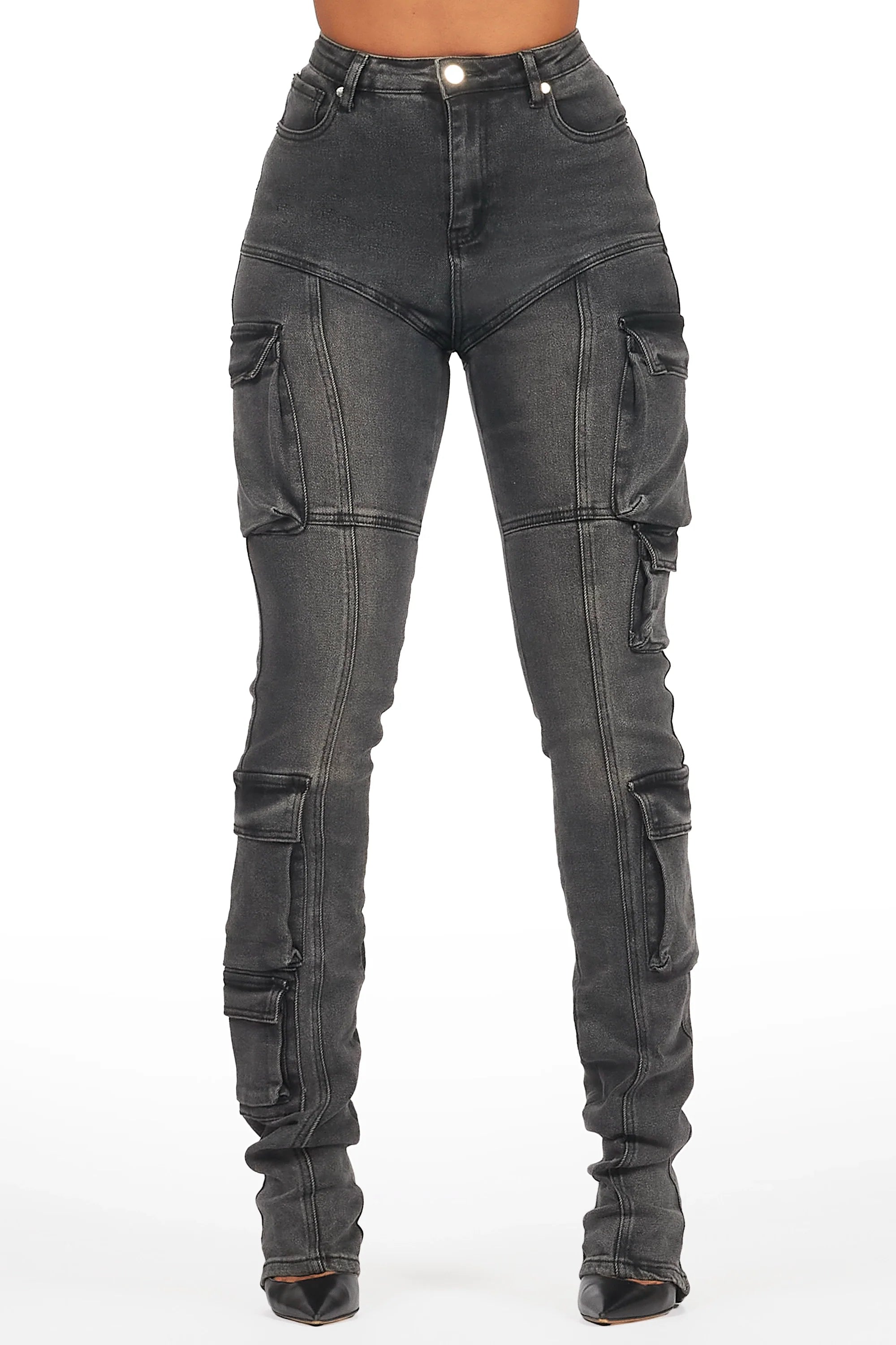 Jaylin Black Wash Skinny Stacked Jean
