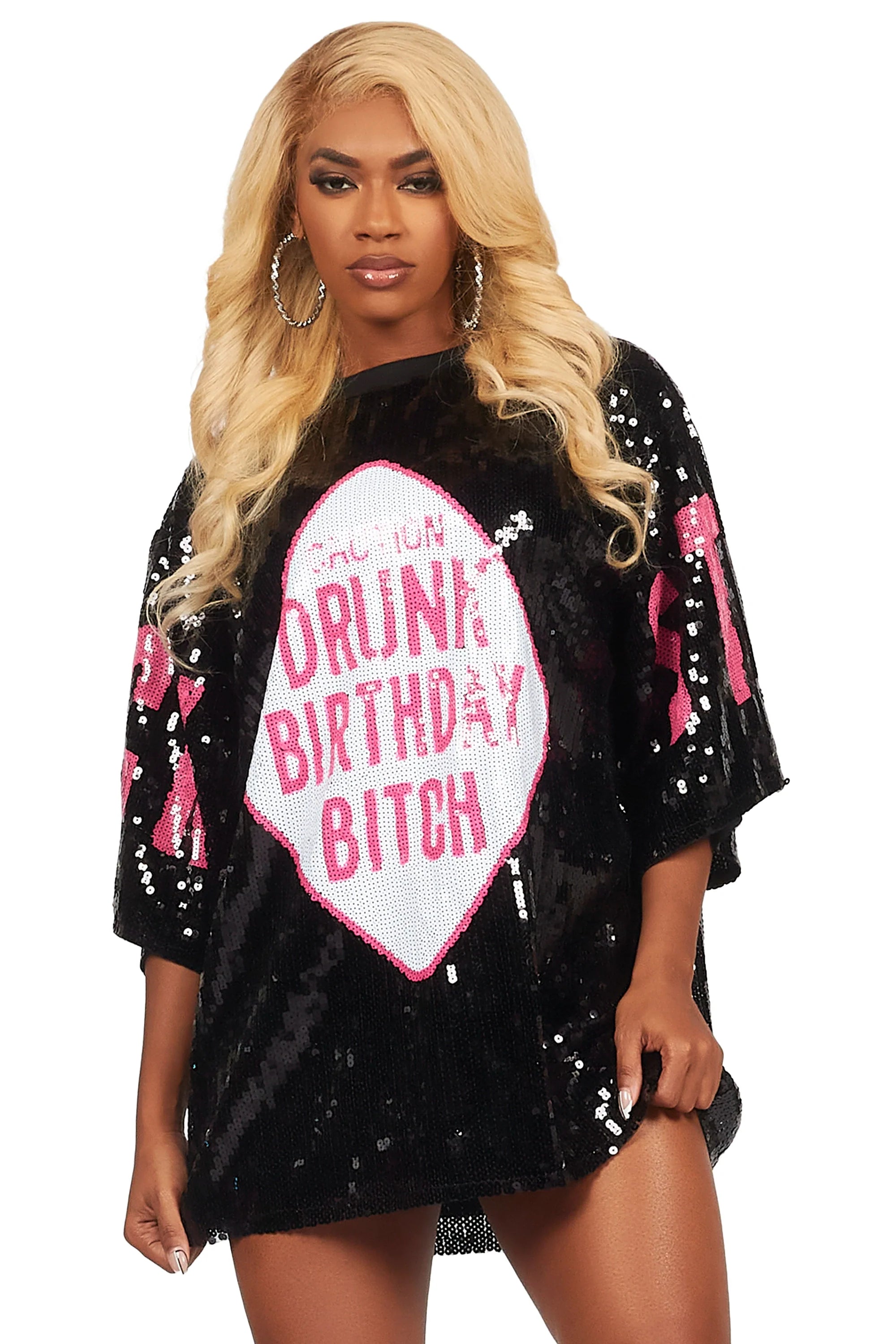 Birthday Bitch Black Sequin Mini Dress