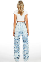 Luisa Light Wash Baggy Cargo Jean