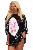 Birthday Bitch Black Sequin Mini Dress