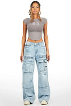 Shakyra Light Wash Baggy Cargo Jean