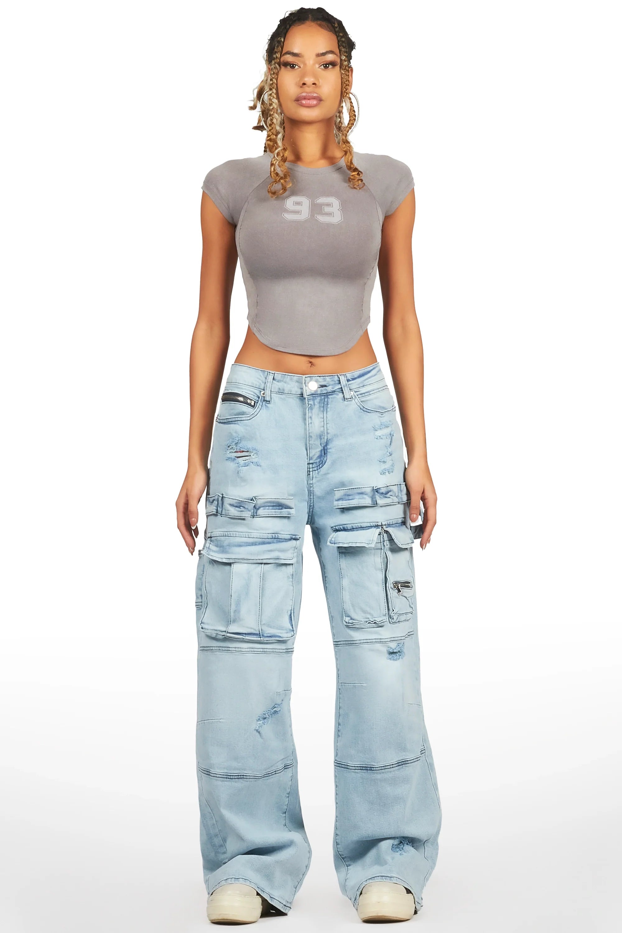 Shakyra Light Wash Baggy Cargo Jean