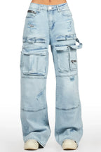 Shakyra Light Wash Baggy Cargo Jean