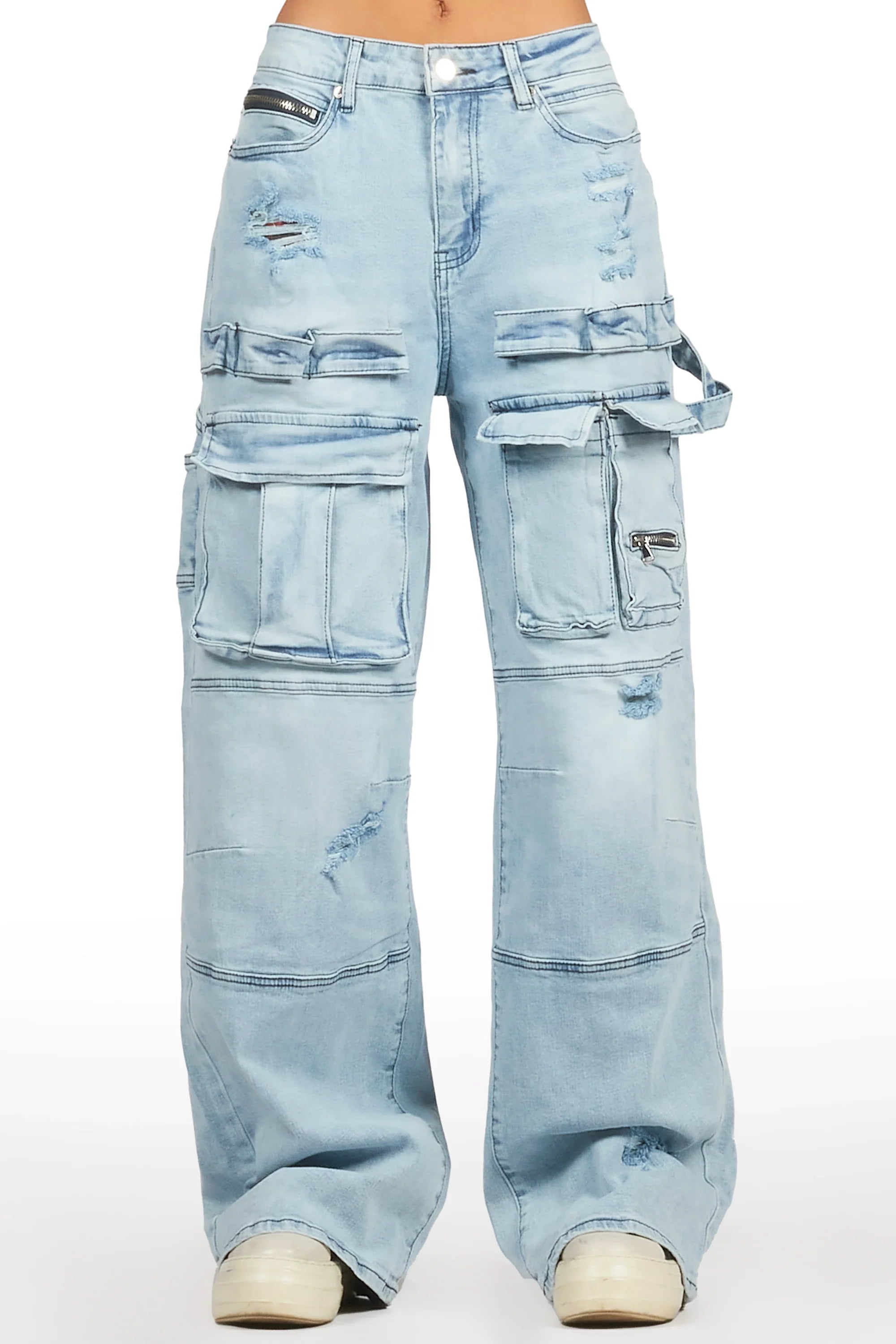 Shakyra Light Wash Baggy Cargo Jean