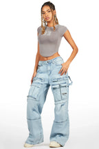 Shakyra Light Wash Baggy Cargo Jean