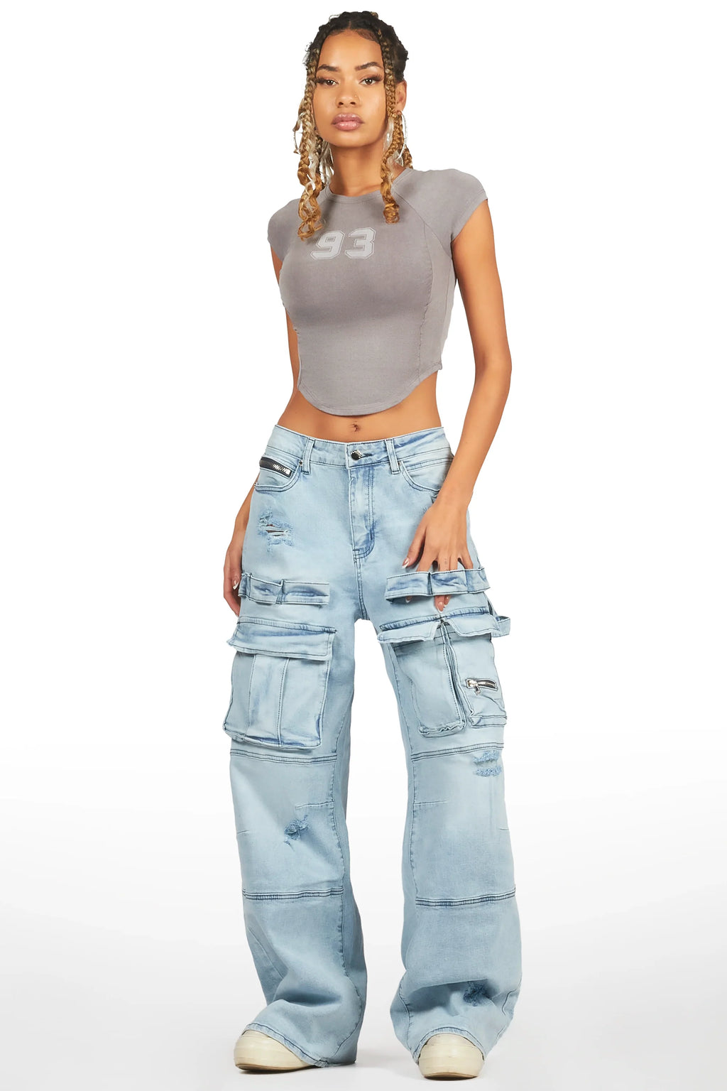 Shakyra Light Wash Baggy Cargo Jean