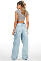 Shakyra Light Wash Baggy Cargo Jean