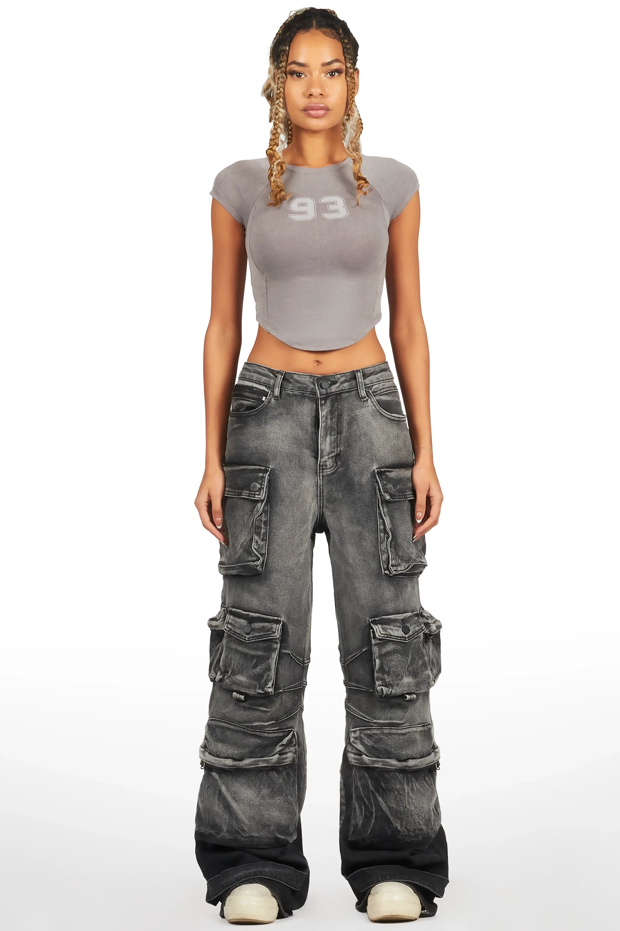 Sequoia Grey Wash Baggy Cargo Jean