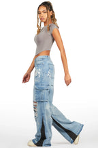 Mileah Light Wash Baggy Cargo Jean