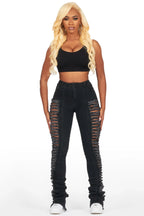 Erielle Black Mega Distressed Super Stacked Jean